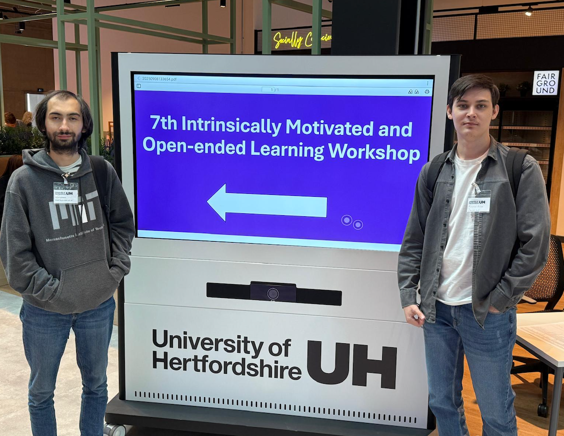 Our founder and CTO Timur Ryspekov with lead AI engineer Artem Kuznetsov at the 7th Intrinsically Motivated Open-Ended Learning Workshop